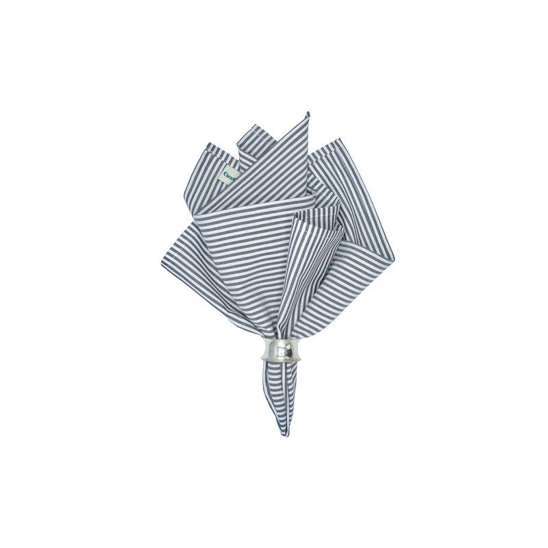 Linen Striped Square Napkin, Light Gray