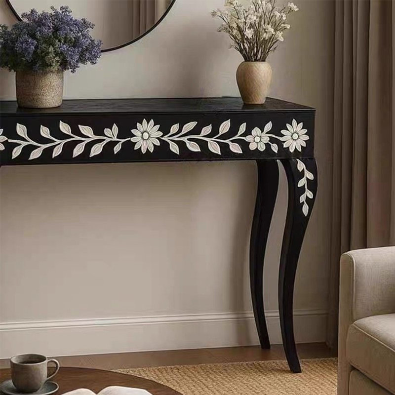 Table d'entrée de style français peinte rétro, H 33,86 po x l 47,24 po x P 15,75 po