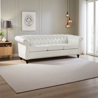 84.65" Rolled Arm Chesterfield 3 Seater Sofa