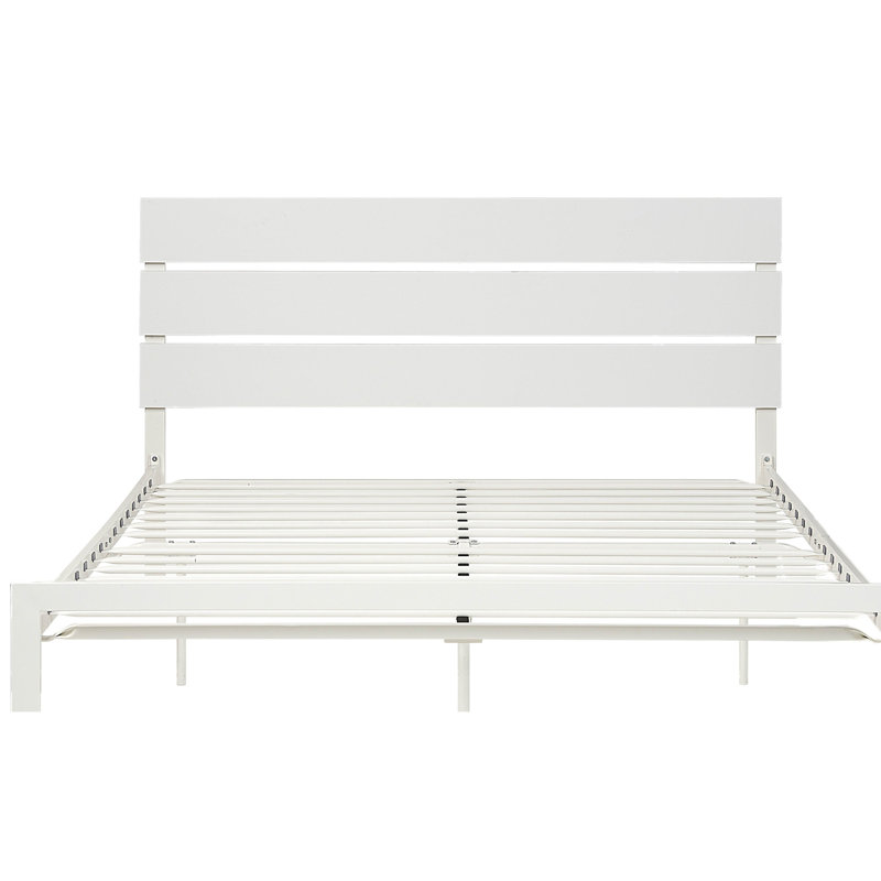 Tavraj Metal Platform Bed, White, Full/Double