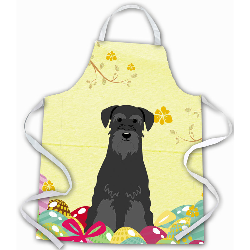 Tablier œufs de pâques, Jaune / Noir / Gris, Schnauzer debout