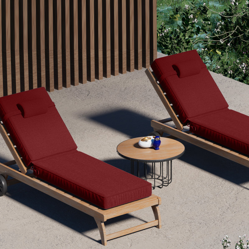 Outdoor Olefin Chaise Lounge Cushions, Red, 44" W x 21" D