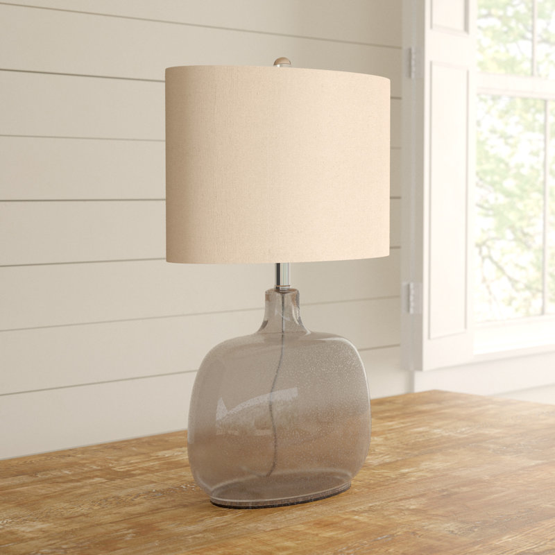 Lampe de table transitionnelle 24 po Breely, Gris translucide, Ivoire