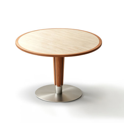 Beige+Cherry+Silver Round Sintered Stone+Solid Wood+Stainless Steel Dining Table