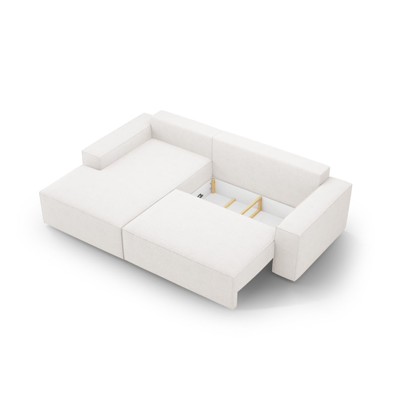 Alisbha 3 Seater Boucle Sofa Bed, Left Hand Facing, White