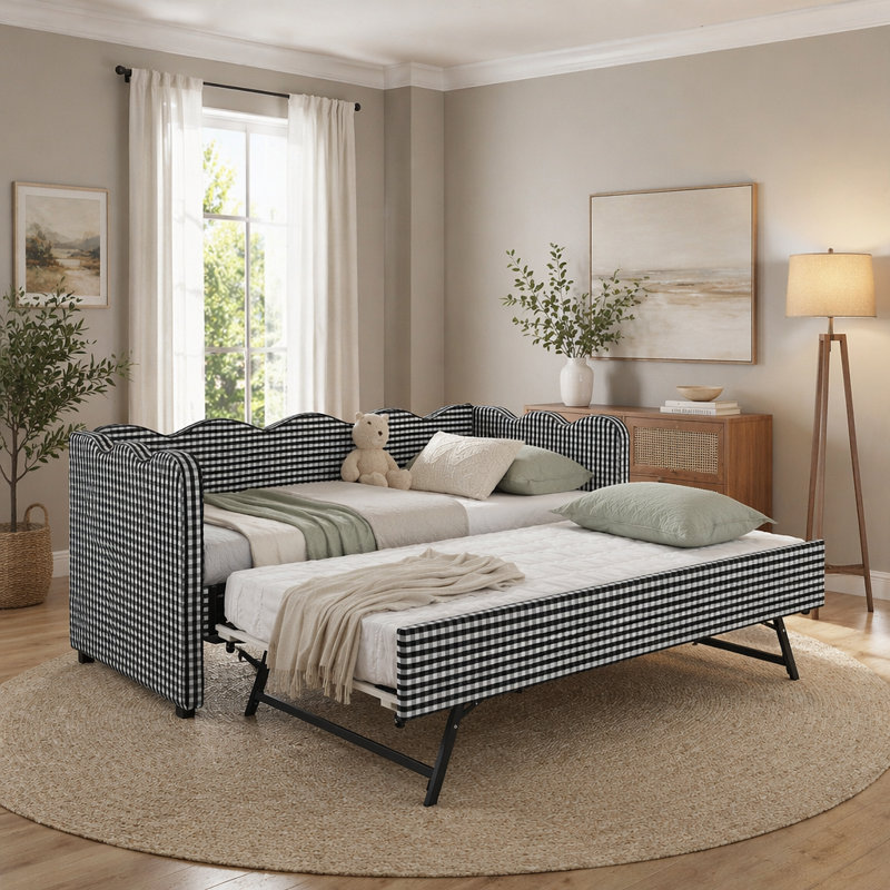 Lit de jour simple Cozy Gingham, Noir