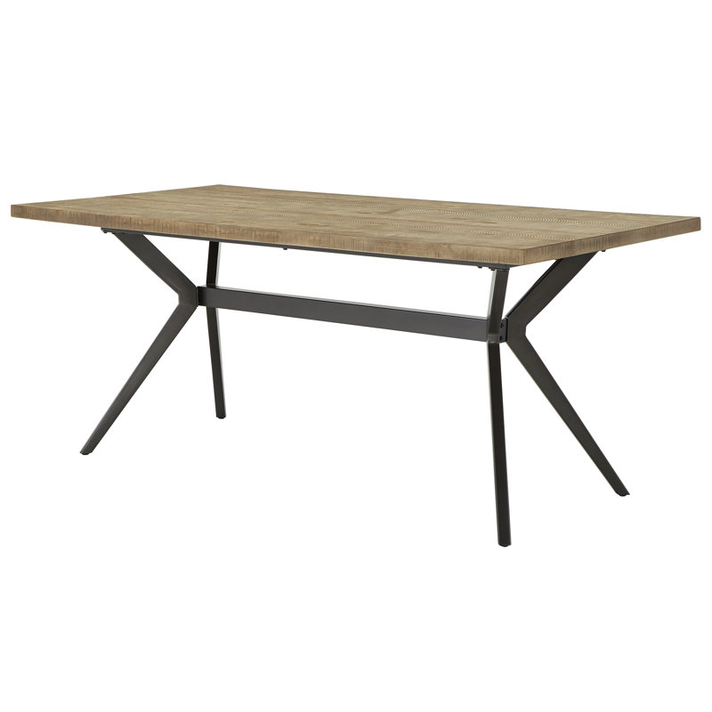Sabine Pine Metal Base Dining Table, Light Pine