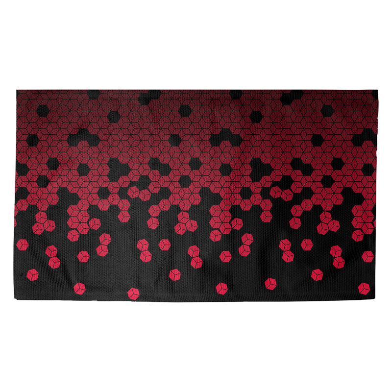 Tapis en carré rouge/noir Avicia, Rectangle 2 pi x 3 pi 4 po