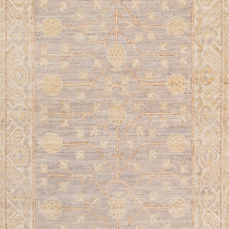 Tapis en laine ivoire/grise 2 pi 11 po x 12 pi 4 po one-of-kind-noué la main Vegetable Dye