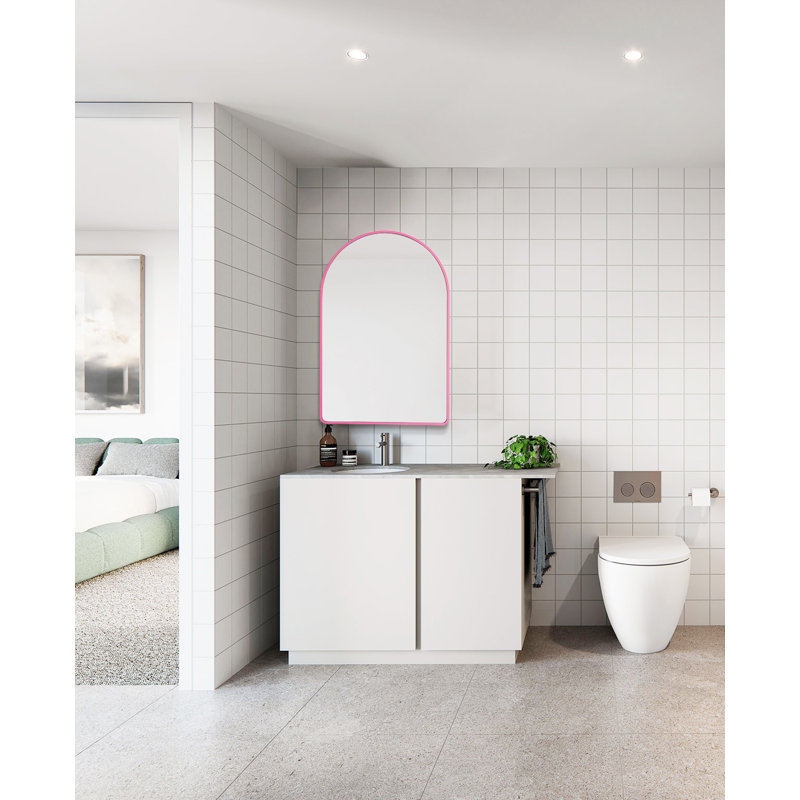 Damiun Metal Flat Wall Mirror, Pink