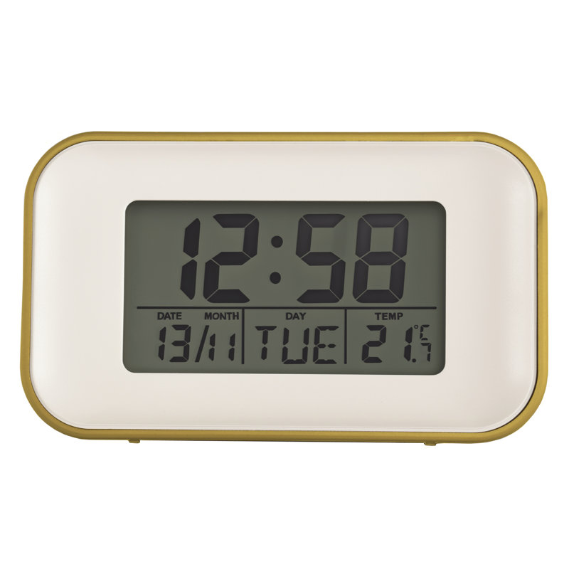 Acctim Retro Digital Alarm Clock Crescendo Alarm Date & Temperature Display, Mustard Yellow