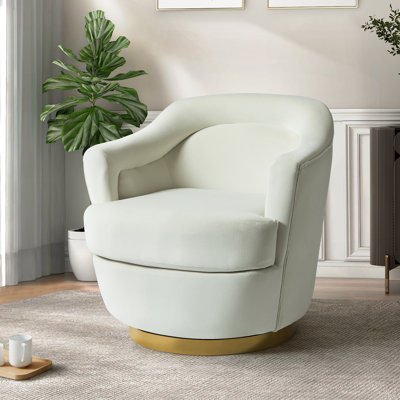 Fauteuil demi-tonneau pivotant en velours 30,5 po Lundquist