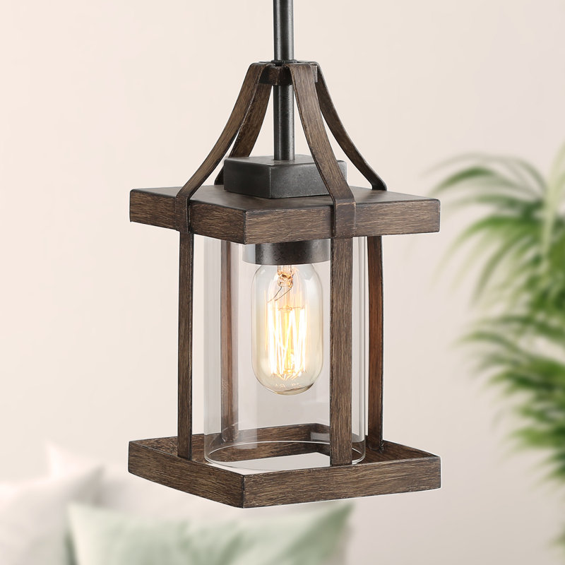Mini-luminaire suspendu 1 lumière avec finition gris foncé rouille