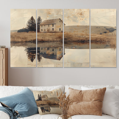 Brown American Farm Landscape III - Farm Canvas Art Set