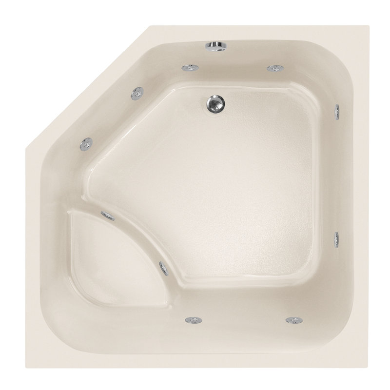 Baignoire de coin en acrylique Designer 69 "x 69", Biscuit, Nickel poli