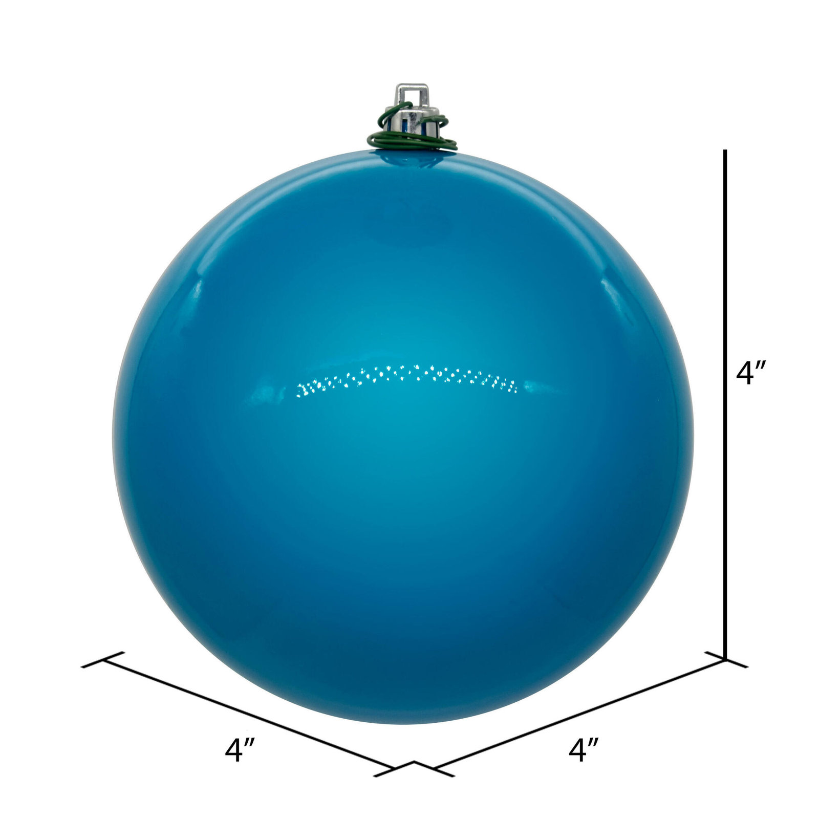 4'' Solid Shatterproof Ball Ornament, Turquoise