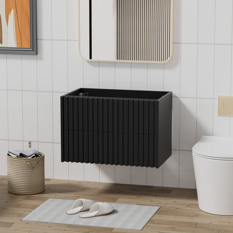 Base de meuble-lavabo simple 30 po seulement, meuble flottant sans comptoir d'évier, Noir