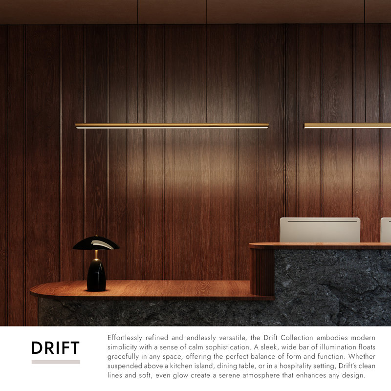 Drift 45-in Black dimmable LED Linear Pendant, Antique Brass