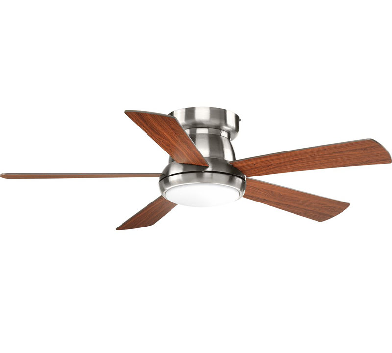 Vox 52'' Ceiling Fan with LED Lights, Chrome with Brown Blades