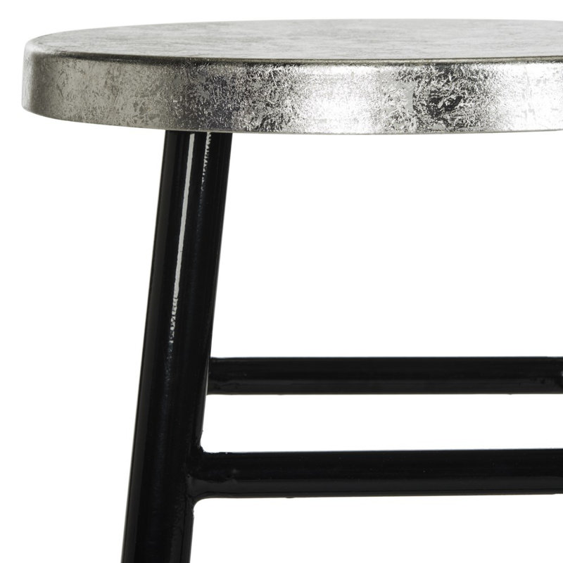 Tabouret de bar et de comptoir Amiaha, Noir, Tabouret de bar (assise de 30 po de hauteur), Argent