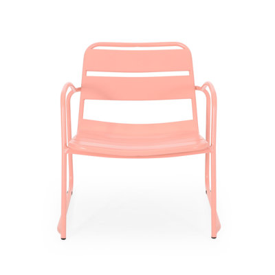 Modern Design Chair, Coral, 26.53" W X 25.22" D 25.73" H, Metal Sleek Outdoor Frame