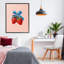 Paire de fraises avec giclée encadrée par un arc bleu, design par Imagine It Images-72582341-72582346