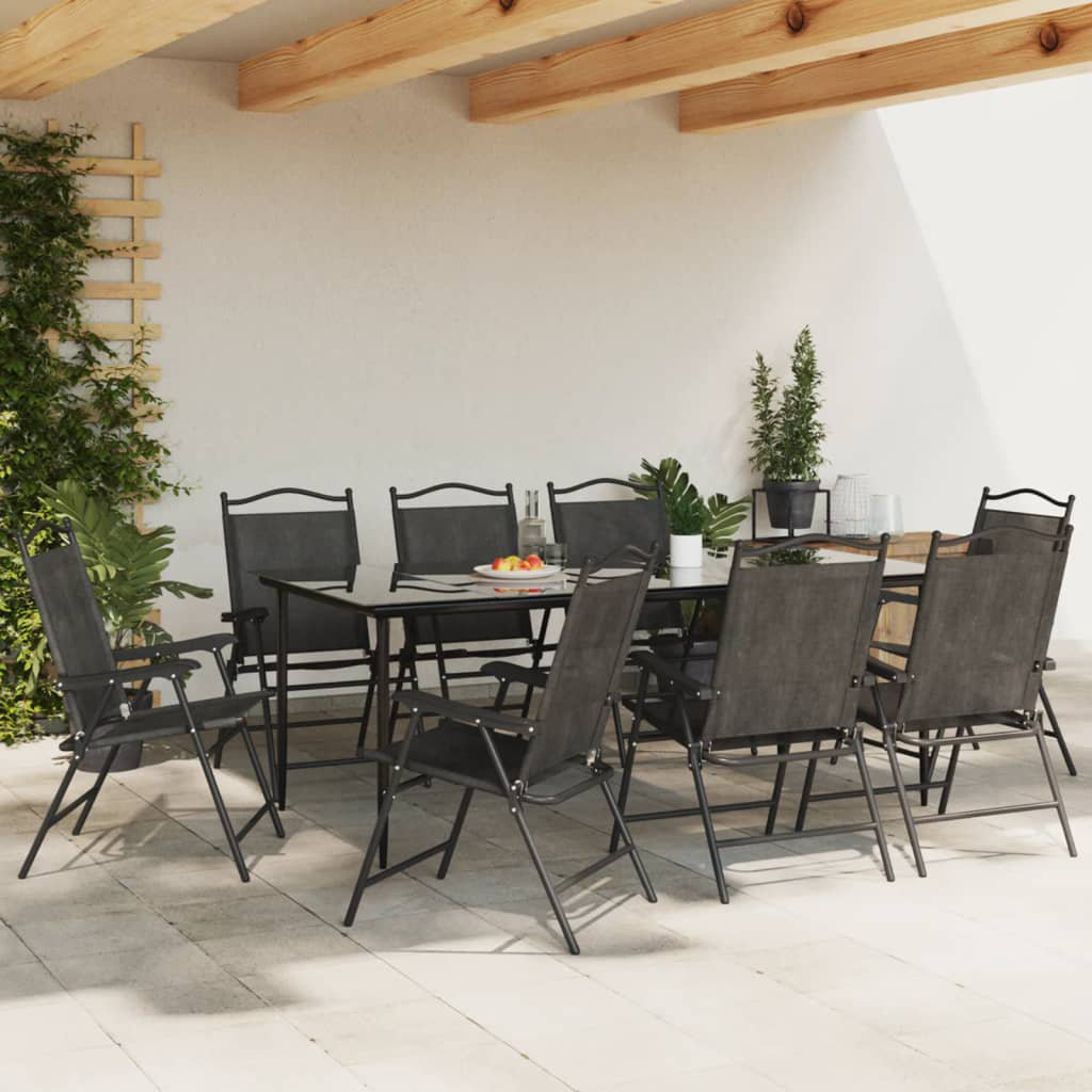 vidaXL - Folding Garden Chairs - 8 Piece Set - Grey - Steel - Image 3