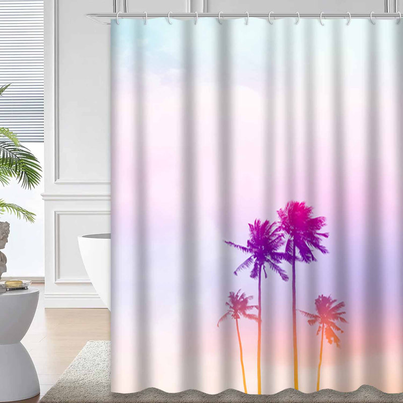 Rideau de douche tropical avec 12 crochets, L 72 po x l 72 po