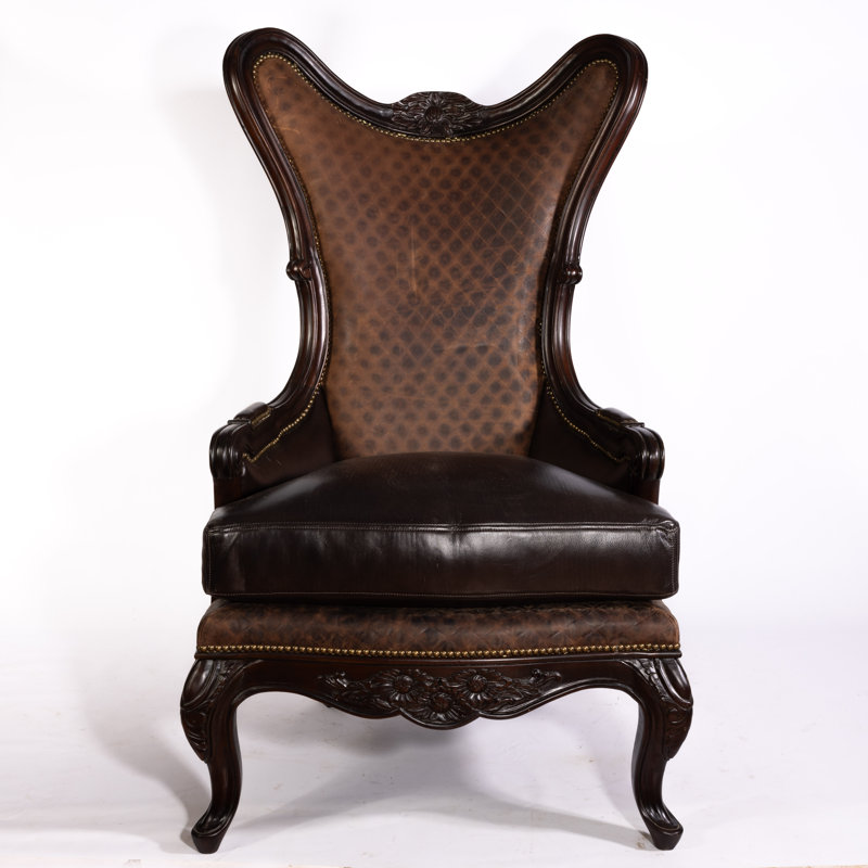 Antoinette Club Chair, Dark Brown Genuine Leather