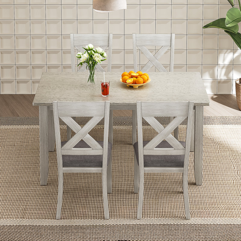 Ensemble de 4 chaises de salle à manger en bois d'hévéa massif sans accoudoirs