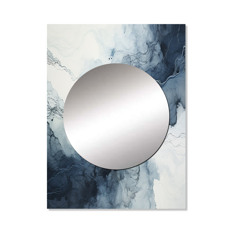 Miroir décoratif mural en marbre bleu et blanc Mullica River III, 40 po x 30 po