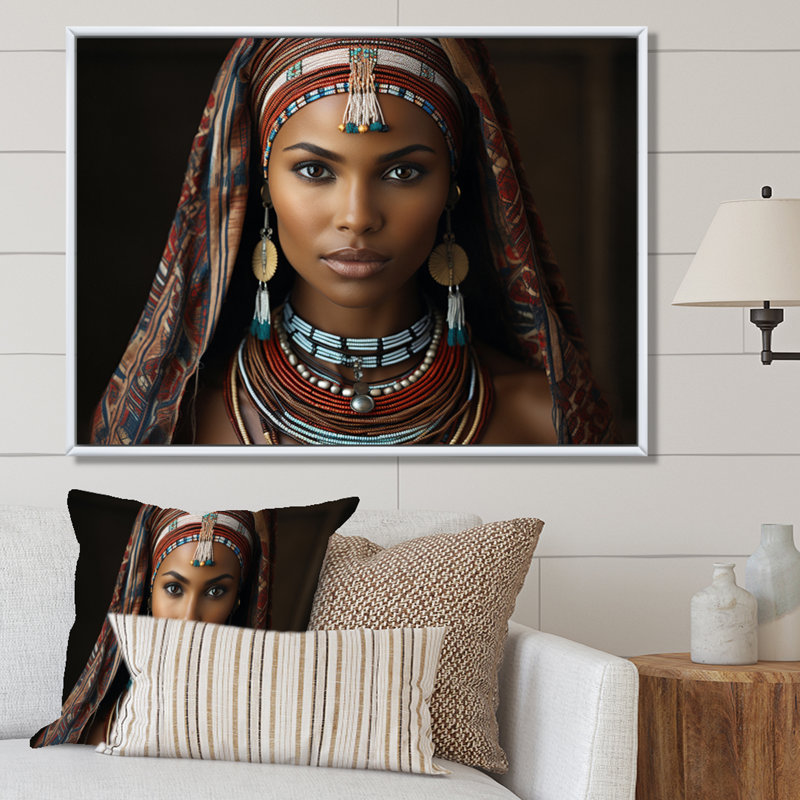 " World Cultures Samburu Beauty II ", 12" H x 20" W x 1" D, White Floater Framed