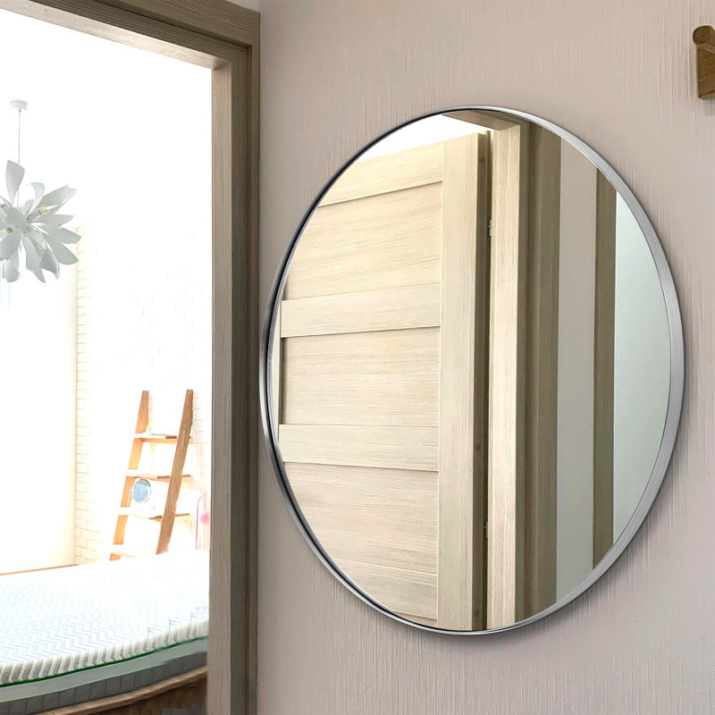 Miroir de salle de bain Morena, 24 po x 24 po, Argent argent