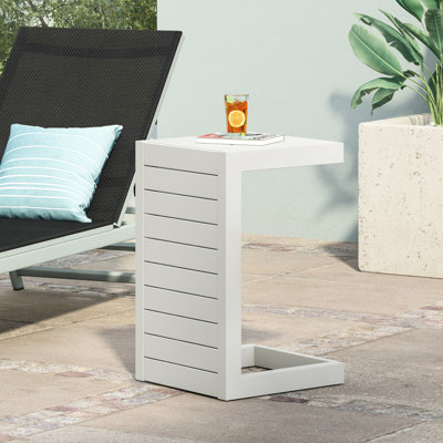 Table d'appoint d'extérieur légère en aluminium gris - 14,7 po x 14,87 po 24,06 po, portable et pratique pour une utilisation 24,06 po