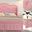 Velvet Upholstered Wingback Bed, Storage Bed with LED Lights-106911910-106911912