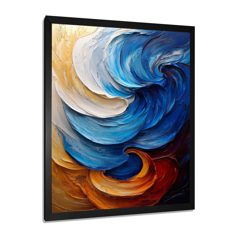 Nunding - Art mural abstrait, salon, 32" H x 24" W, Black, Framed Print without Mat