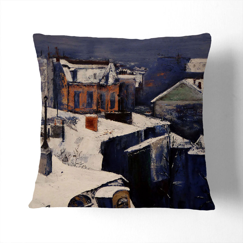 Rooftops in the Snow Vol.1 Scatter Cushion, 40cm H x 40cm W x 15cm D, Black
