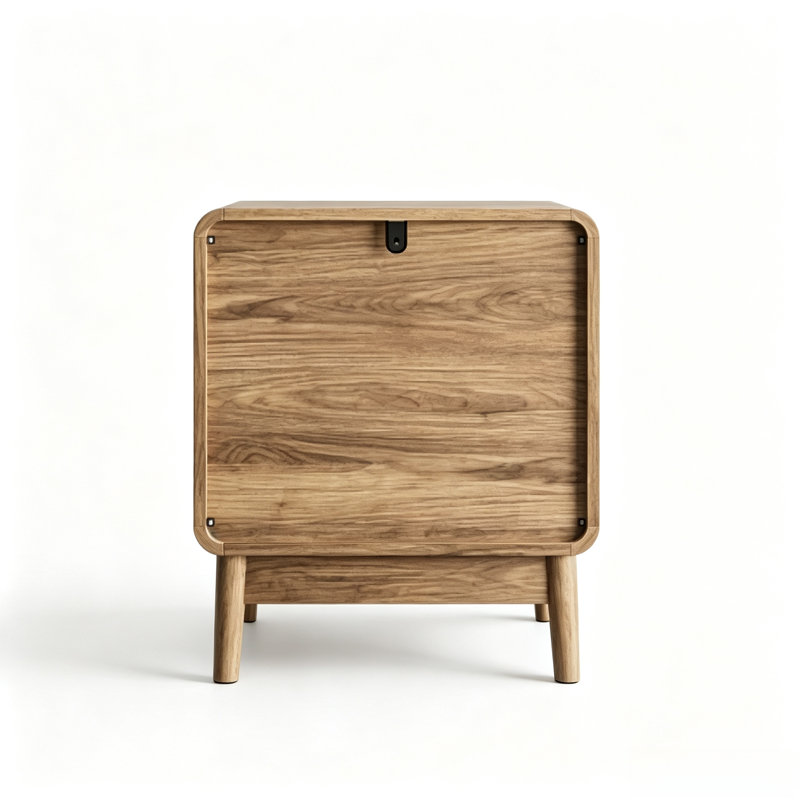 Table de chevet bohème à 2 tiroirs en bois sculpté, table de chevet moderne du milieu du siècle avec poignées en métal doré, table d'appoint en bois pour chambre à coucher