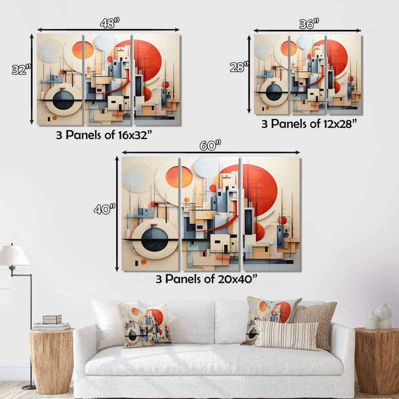 Constructivism Constructed Horizons XIII - Constructivism Wall Decor Set, 40" H x 60" W x 1" D