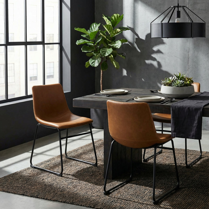Lauver Upholstered Side Chairs (Set of 2), Saddle Brown