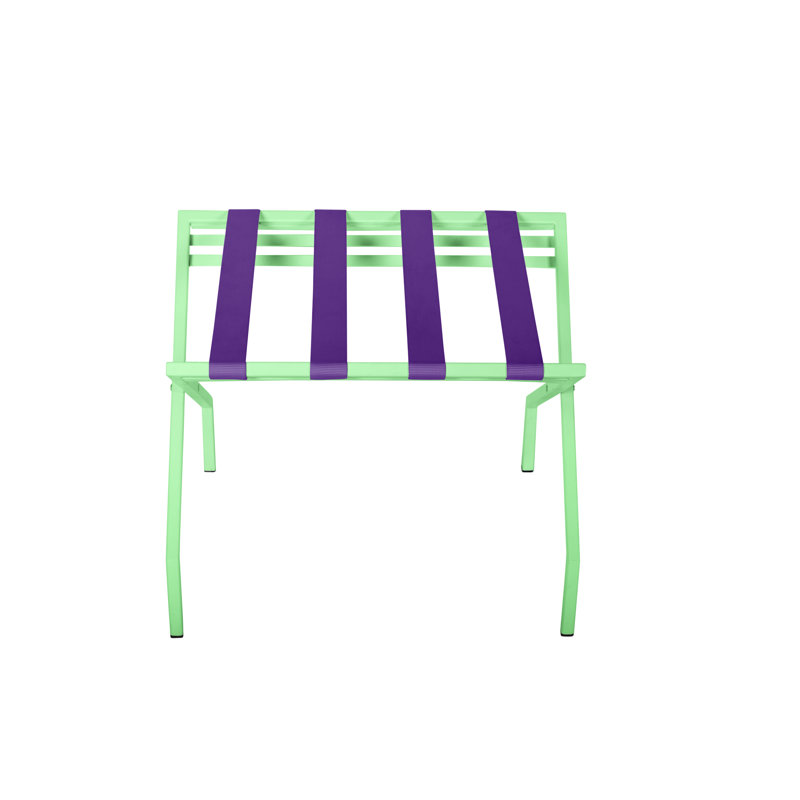 Folding Metal Luggage Rack, Purple/Mint