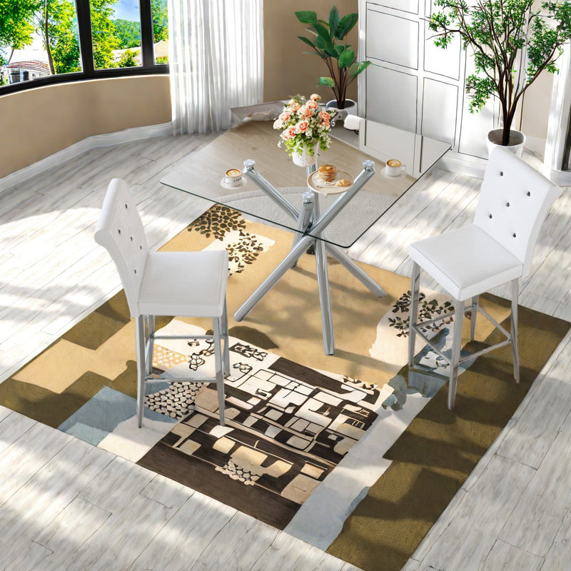 Ensembles de table de salle à manger modernes en métal durable, conception élégante pour îlot de cuisine