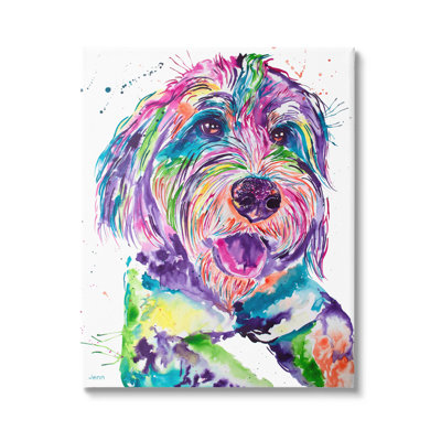 «Sourire terrier», art mural moderne sur toile par Jen Seeley