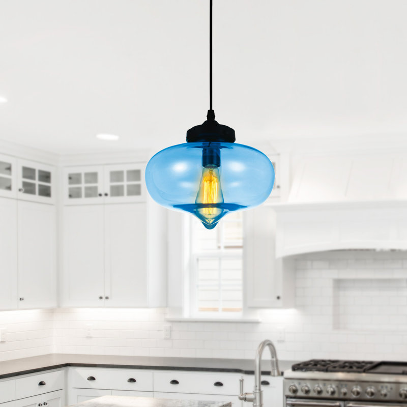Luminaire suspendu 1 lumière Terrence, Bleu