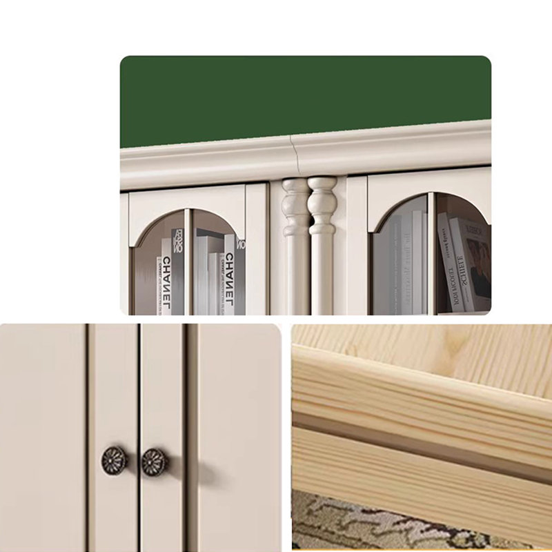 French style closed storage bookcase, 84.65" H x 82.36" W x 15.43" D