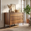 Commode d'appoint 6 tiroirs avec pieds en bois d'hévéa
