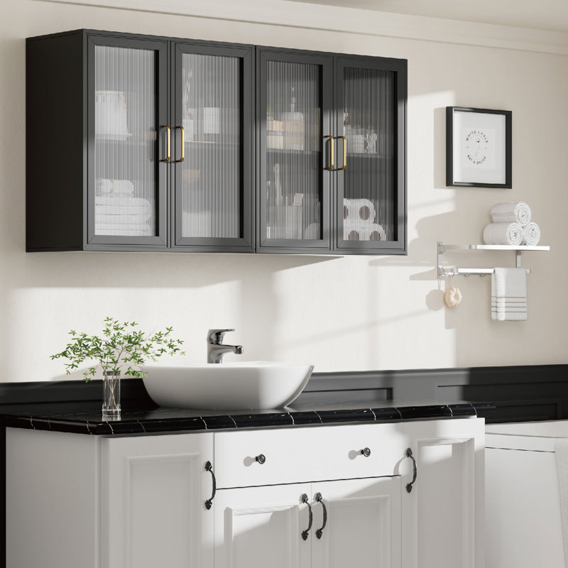 Armoire murale 48 po 4 portes, Noir