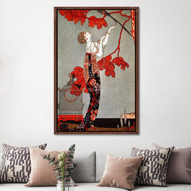 1914 Oriental by George Barbier - Print on Canvas, Classic Brown Wood Framed Canvas, 152.5 cm H x 101.5 cm W