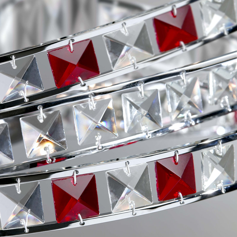 Striped wall lamp 4 flames, Crystal, red and polished chrome