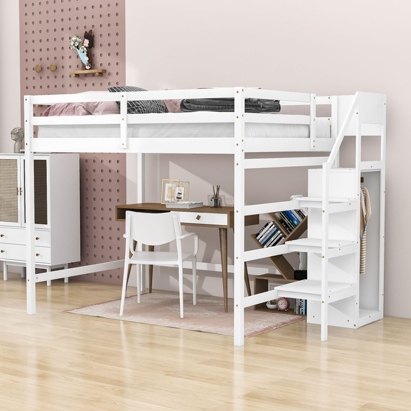 Fidana Kids Full Loft Bed, White